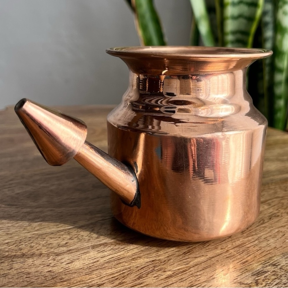 Pure Copper Neti Pot with Natural Cotton Carry Bag